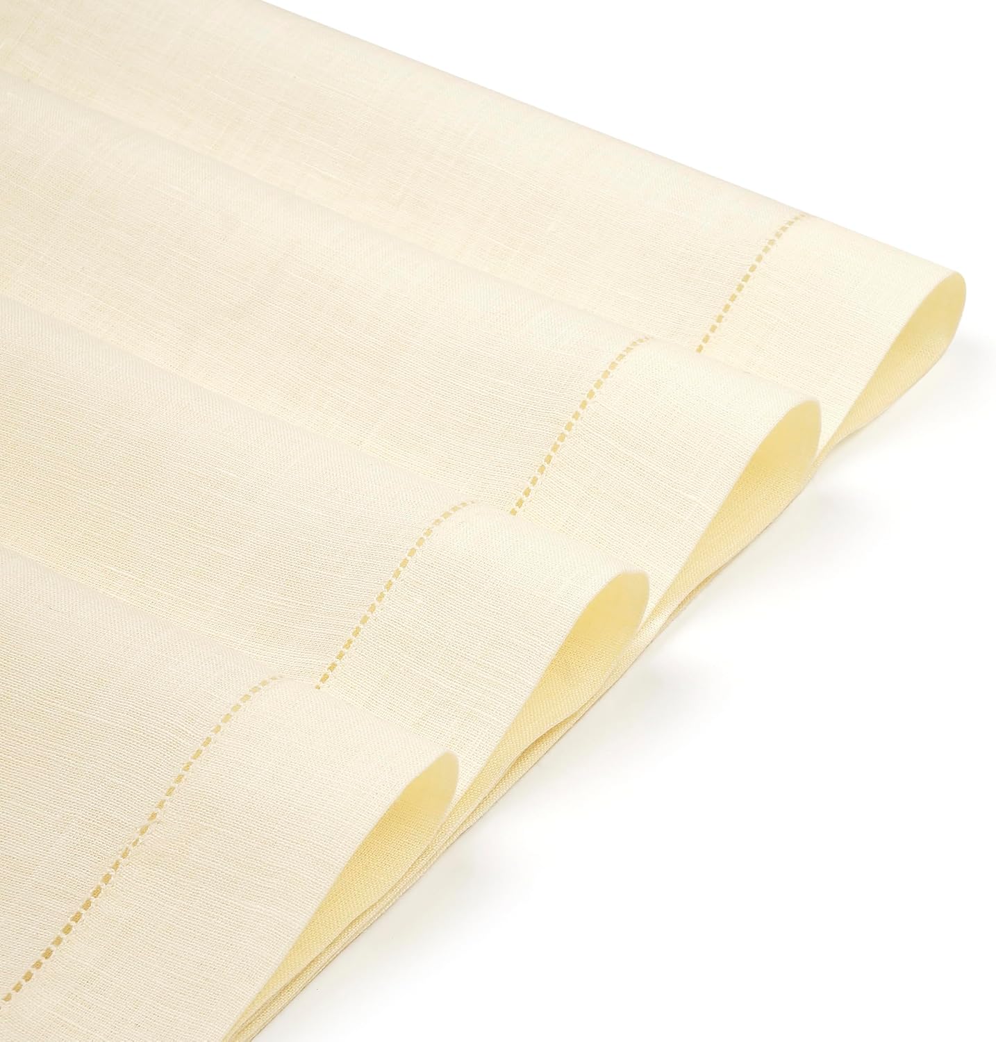 D'Moksha Homes Cream Linen Cloth Placemats Set of 4-100% Pure Linen Hemstitch Placemats 14 x 19 Inch - Classic Hemstitch Table Place Mats for Fall, Halloween - Handcrafted and Machine Washable
