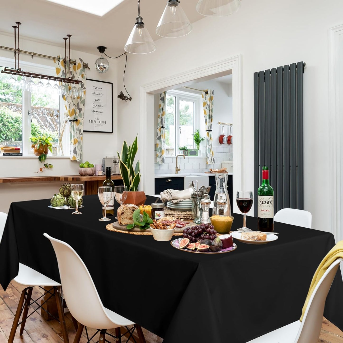 sancua 8 Pack Black Tablecloth 60 x 84 Inch, Rectangle Table Cloth for 4ft Tables - Stain and Wrinkle Resistant Washable Polyester Table Cover for Dining Wedding Banquet Party Buffet Restaurant