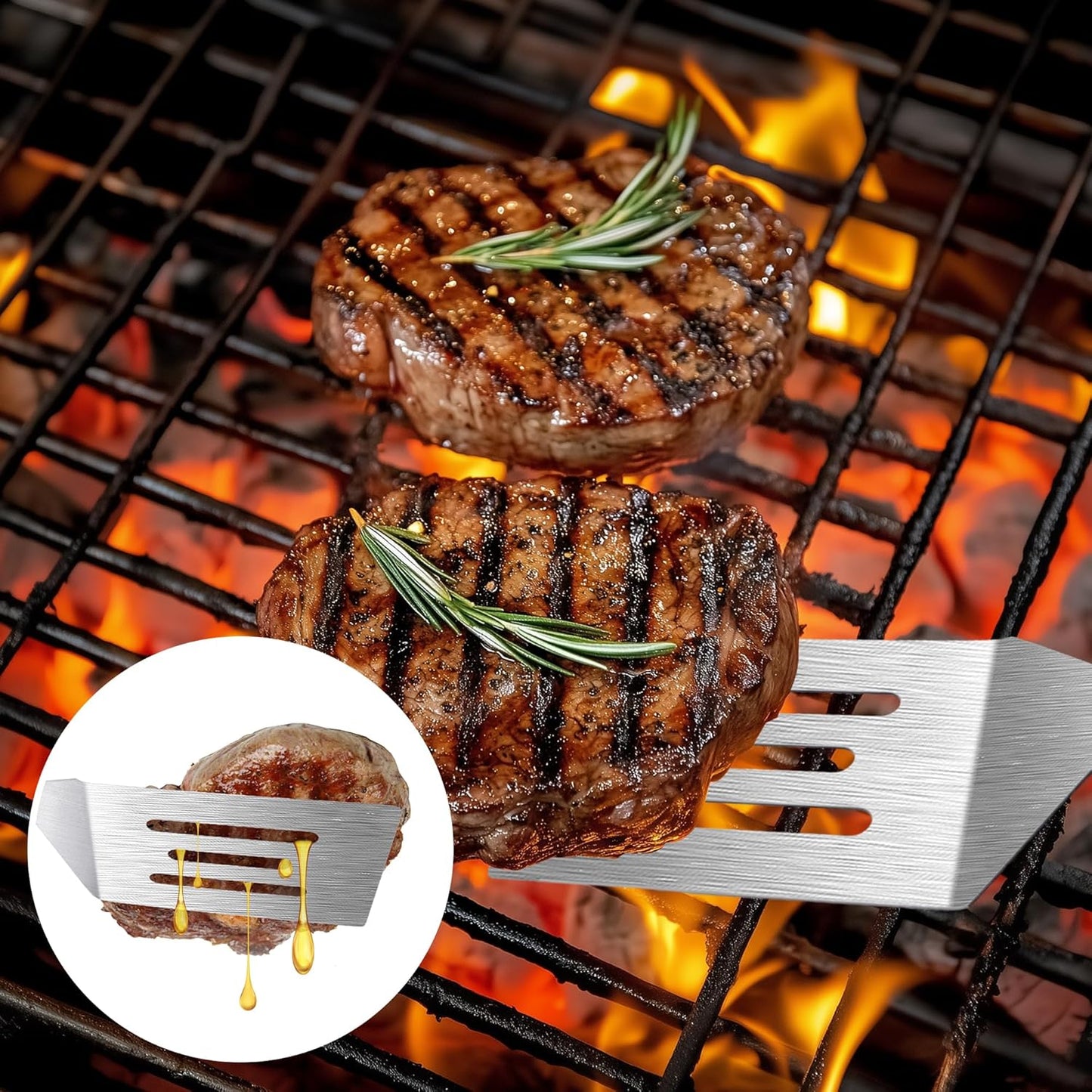 Stainless Steel Spatula Set, Metal Spatula for Cast Iron Skillet, Metal Spatulas for Kitchen Use with Wooden Handle, Ideal for Frying Steak, Pancake, Cookie, Burger, Brownie or Desserts