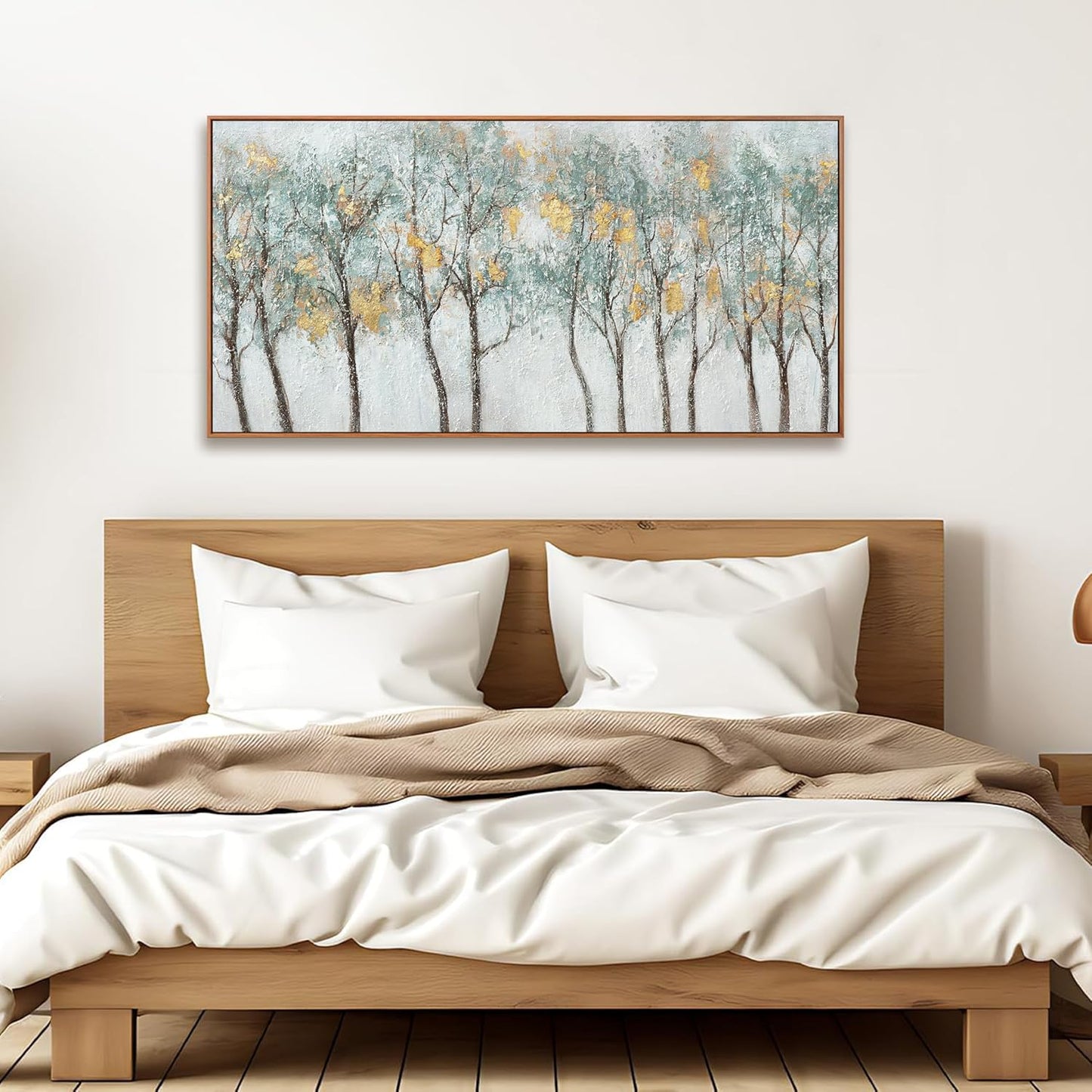 Framed Wall Art Decor Canvas Print Green Embellishments Plant Forest Abstract Tree Painting Picture Artwork Framed Wall Decor For Living Room Bedroom Living Room And Apartment 20x40 Inch