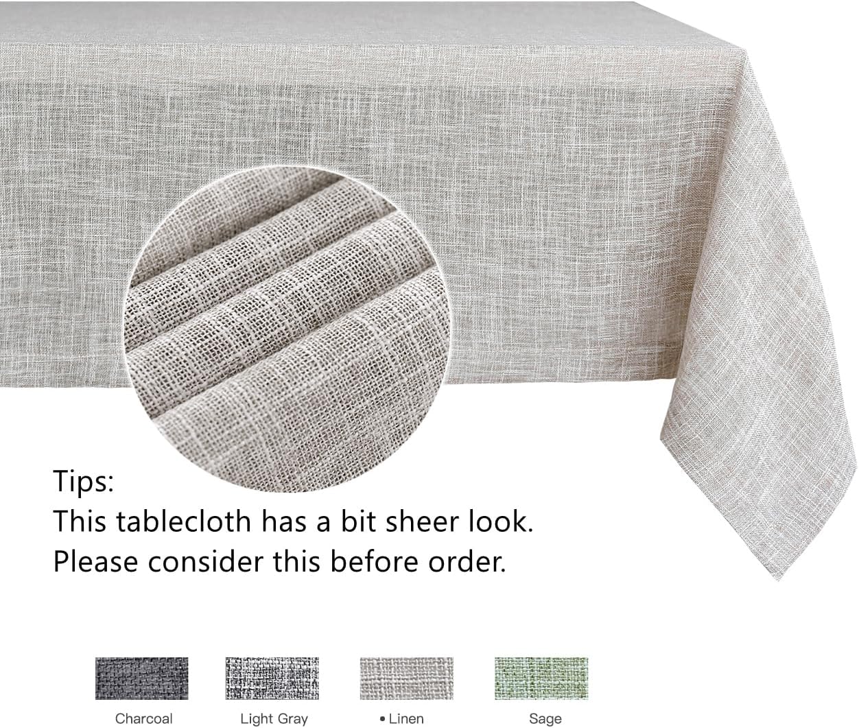 maxmill Flaxy Faux Linen Table Cloth with 2-Tone Slubby Texture Wrinkle Free Anti-Shrink Soft Tablecloth Decorative for Kitchen Dining Tabletop Outdoor and Indoor Use Rectangle 60 x 104 Inch Linen