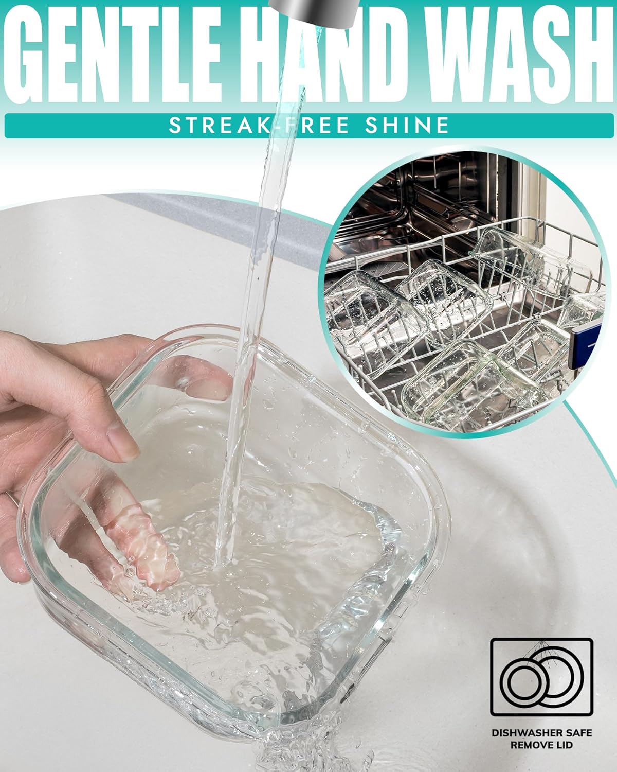 6-Piece Borosilicate Glass Food Storage Containers Set with Airtight Lids - Oven, Microwave & Freezer Safe, Leak-Proof, BPA-Free - Baking, Meal Prep & Gift Ready