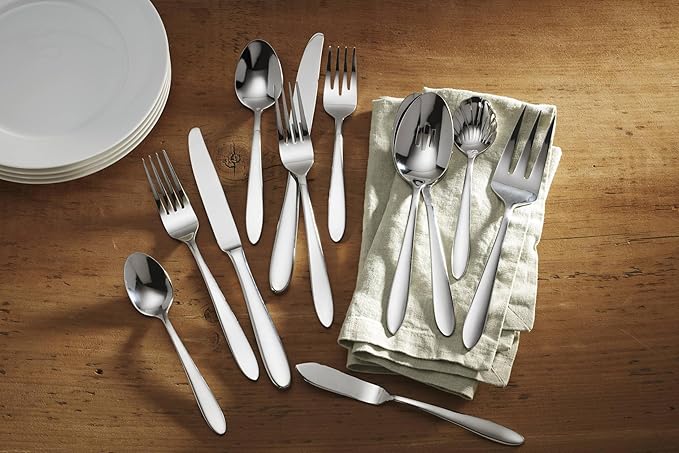 Oneida H037045Awwm Mooncrest 45 Piece Everyday Flatware Set, Service For 8