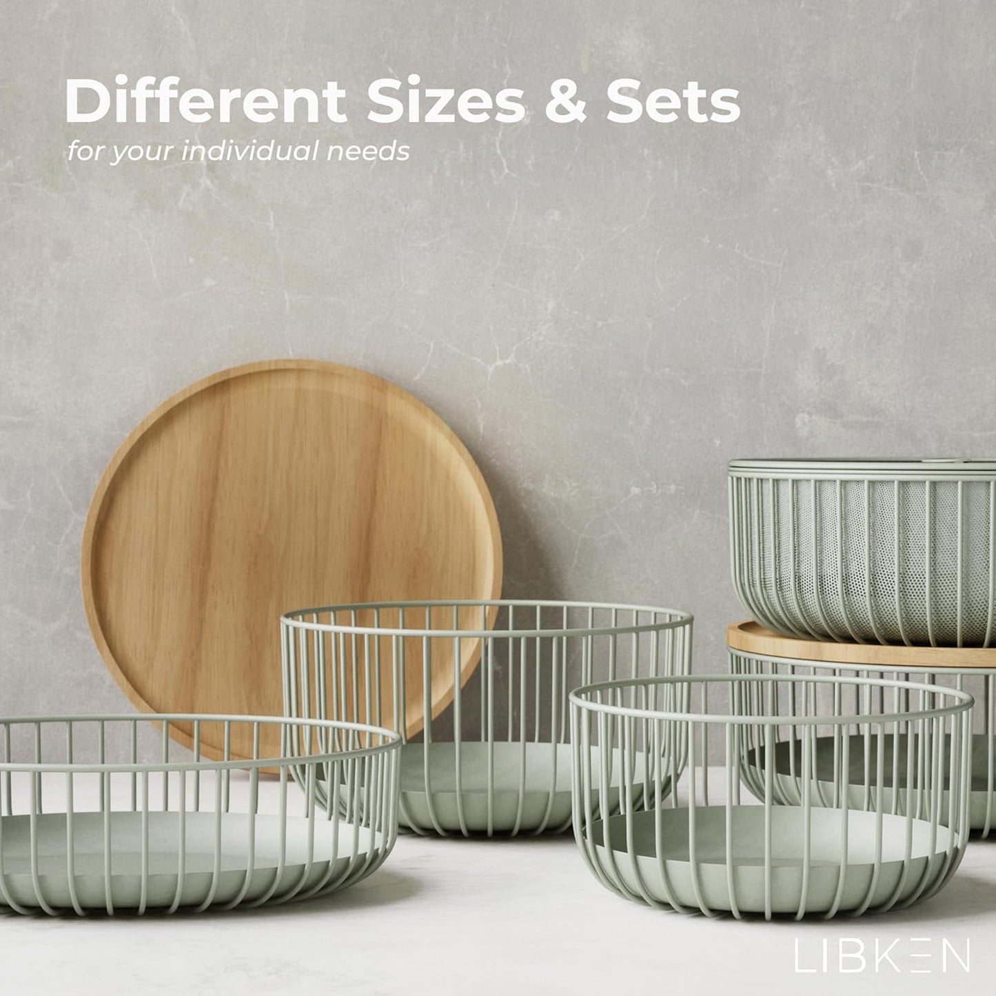 Metal Fruitbasket with Mesh Lid and Basket - Fruit and Vegetable Holder For Kitchen Counter - Countertop Display Baskets Organizer - Bowl Storage for Veggie, Fruits, Snack, and Banana - Green