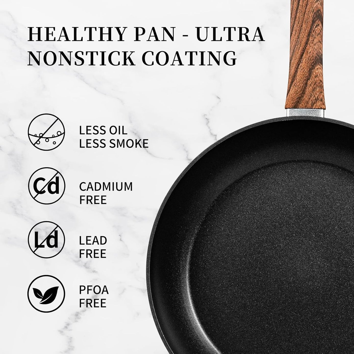 Innwewell 11 inch Nonstick Frying Pan, Non Stick Frying Pan Large Skillet Pan Omelette chef's Pan, Induction Compatible, No Toxic & PFOA Free, Black