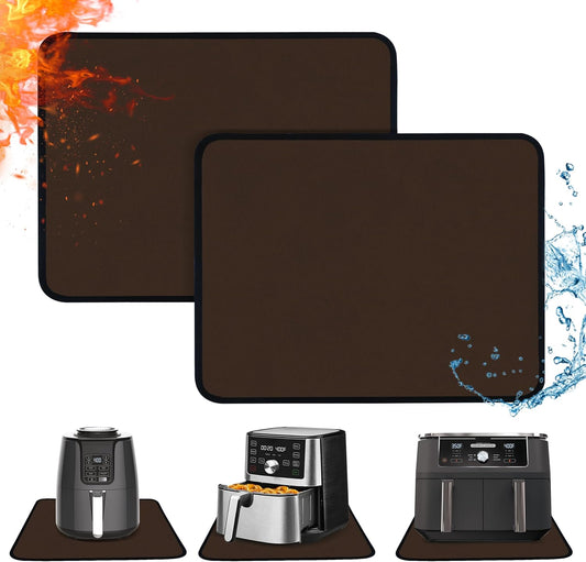 Heat Resistant Mats for Countertop - Fireproof 16x24 in Heat Resistant Mats for Air Fryer - Kitchen Countertop Protector Hot Pad for Air Fryer, Coffee Maker, Stand Mixer, Oven Brown - 2PCS