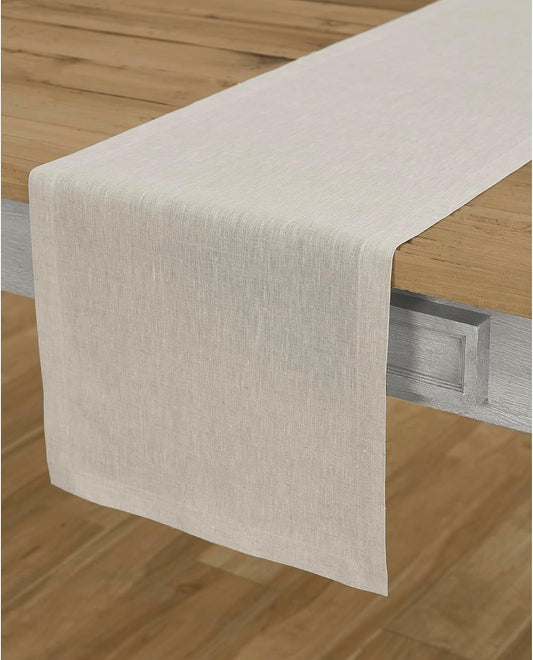 Solino Home Linen Table Runner 48 Inches - 100% Pure Linen Light Natural Table Runner 14 x 48 Inch Ideal for Dresser and Coffee Tables - Fall, Autumn, Thanksgiving, Holiday - Athena