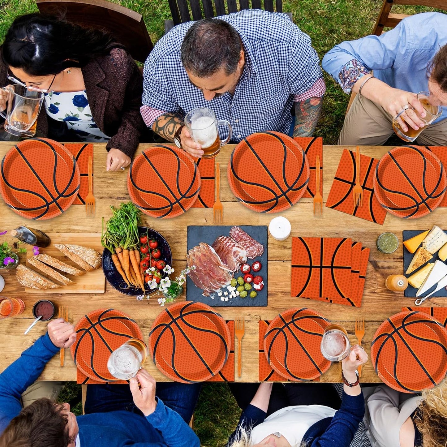 ZOIIWA 200 PCS Basketball Birthday Tableware Disposable Basketball Plates Napkins Party Supplies Sports Theme Dinnerware Set Basketball Team Baby Shower Party Decoration Serve 50 guest