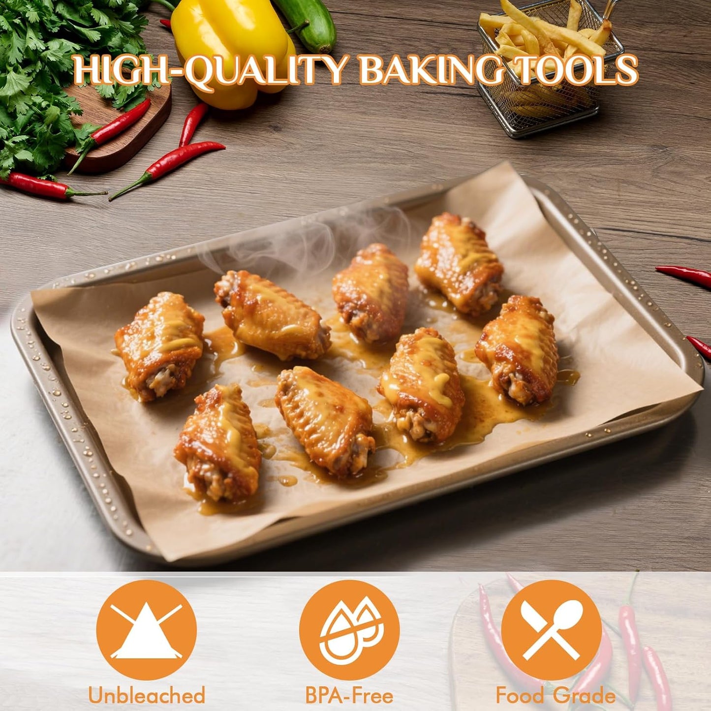 MUCHII 200 Pcs Parchment Paper Sheets, 12 x 16 Inch Precut Non-Stick Baking Parchment for Oven, Grilling, Steaming, Air Fryer, and Half Sheet Pans