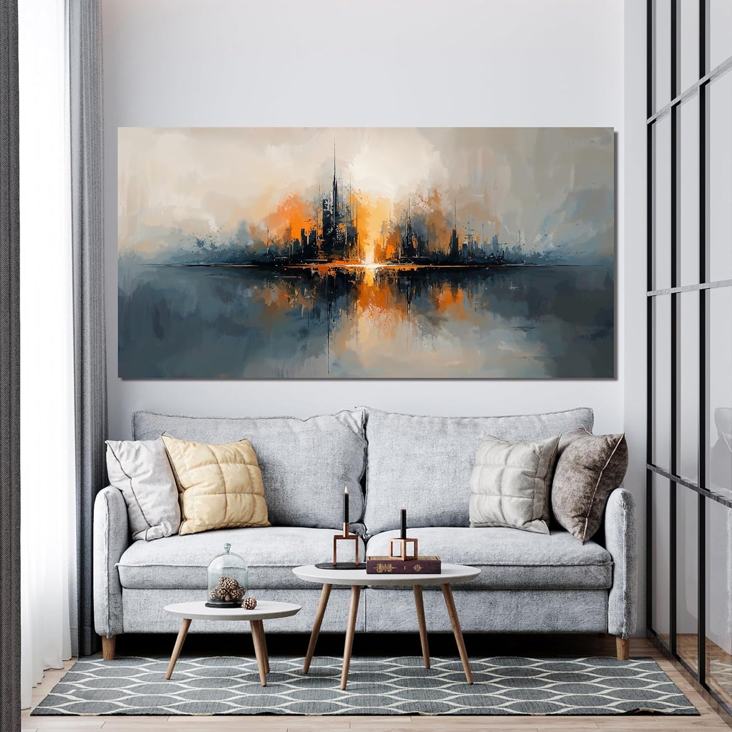 Large Canvas Wall Art Decor Modern Black Wall Art Prints Abstract Canvas Art Wall Decor Wall Art Pictures For Living Room Abstract City Wall Art Decorations Office Home Decor Aesthetic 24" X 48"