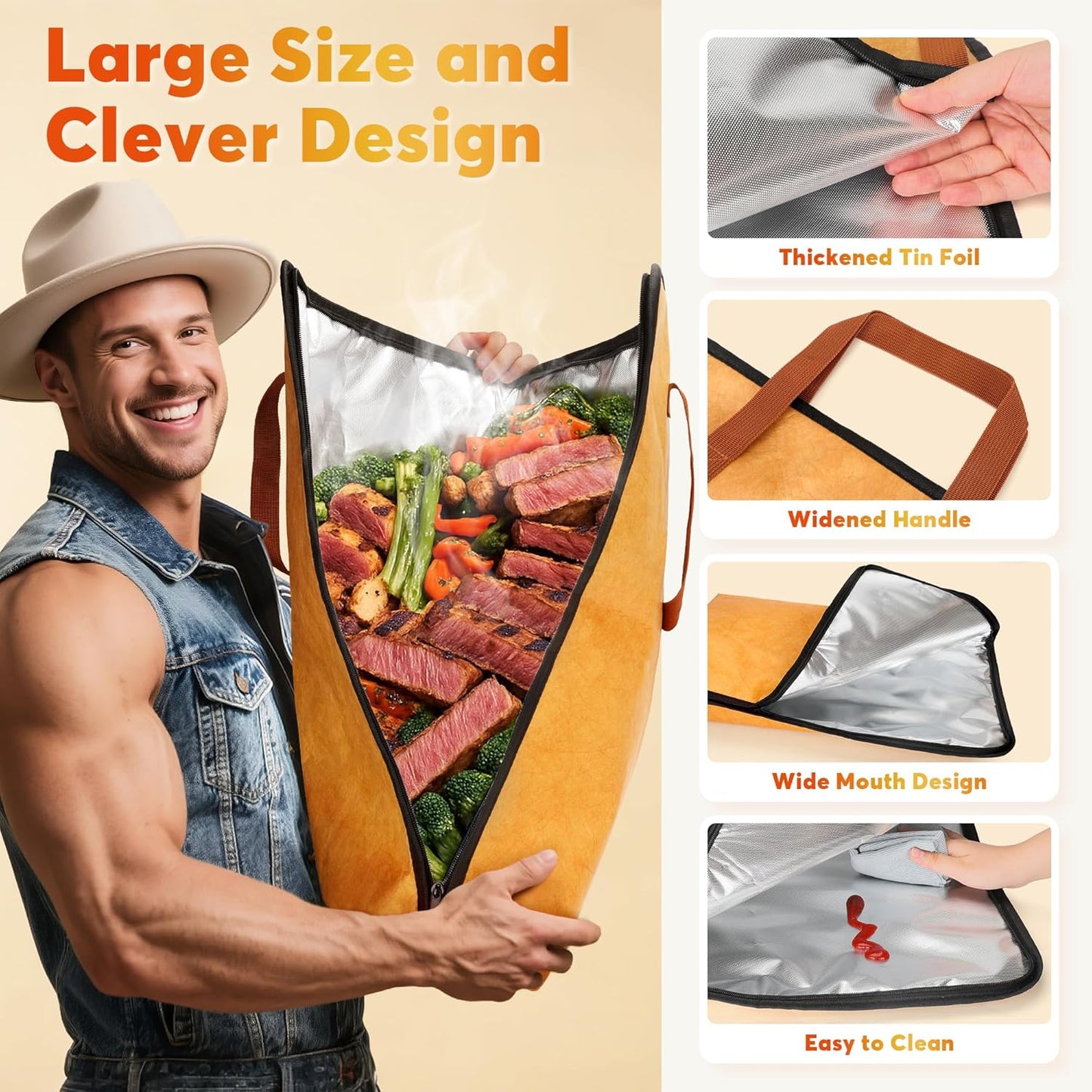Gifts for Husband BBQ Blanket for Resting Meat, Christmas Thanksgiving Anniversary Birthday Gifts for Husband from Wife, 21in Meat Resting Blanket Insulated Reusable Wide Mouth Meat Resting Bag