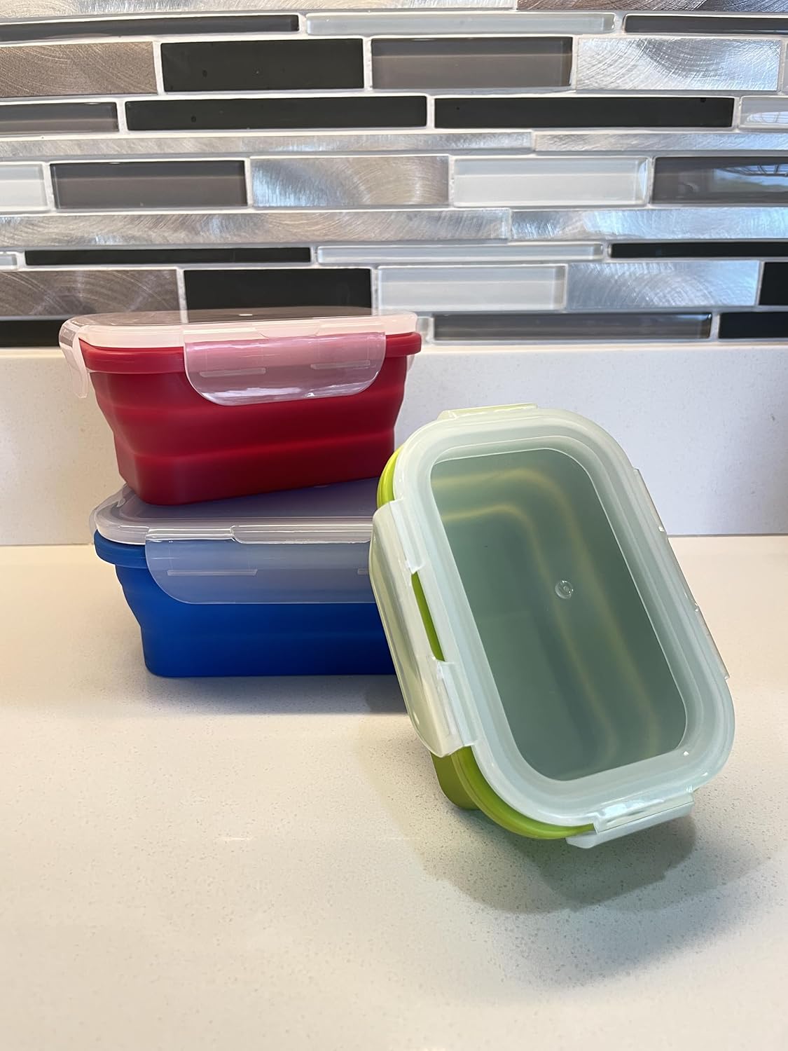 Collapsible Silicone Food Storage Container Combo pack (Multi Color)