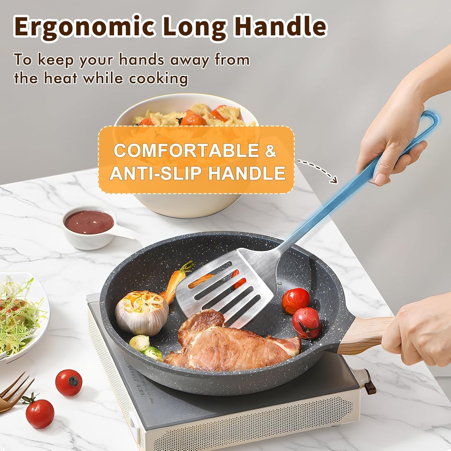 Stainless Steel Spatula, Metal Spatula Solid Turner, Heavy Duty Sturdy Spatulas for Kitchen Use, High Heat Resistant Cooking Utensils for Fish Eggs Pancakes, Dishwasher Safe, Easy to Clean, Silver