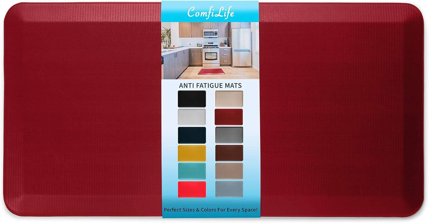 ComfiLife Anti Fatigue Floor Mat – 3/4 Inch Thick Kitchen Mats for Floor, Standing Desk Mat, Kitchen Rug – Comfort at Home, Office – Durable – Stain Resistant – Non-Slip Bottom (20" x 39", Red)
