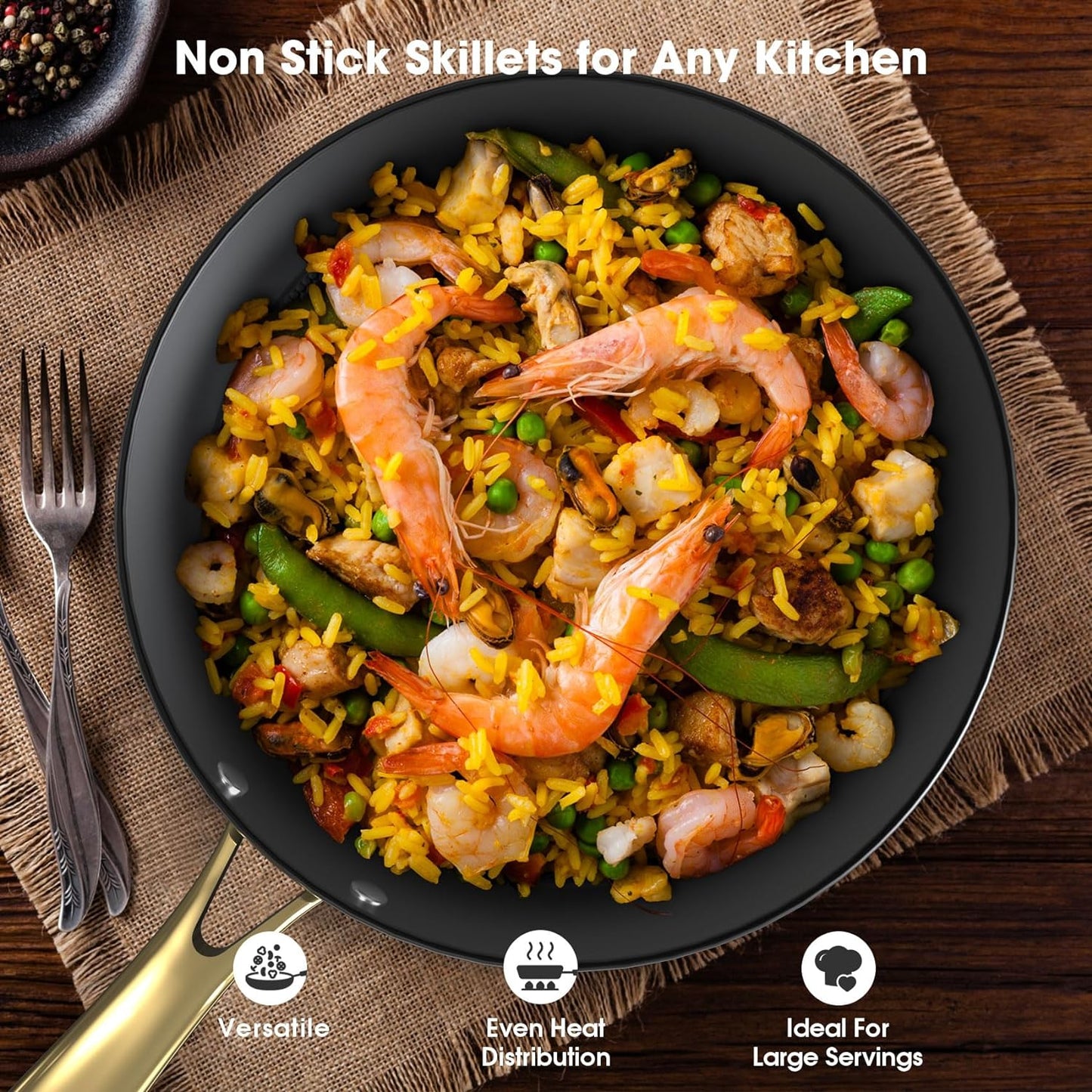 imarku Non Stick Frying Pans, 3 Pieces - 8 Inch, 10 Inch and 12 Inch Frying Pan, Professional Frying Pans Nonstick, Cast Iron Skillets, Nonstick Frying Pan with Stay Cool Handle, Best Birthday Gifts