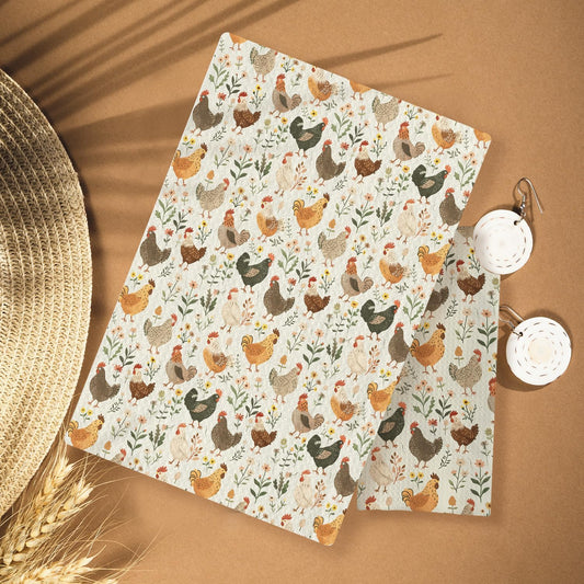 Farmhouse Chicken Rooster Kitchen Towels, Chicken Dish Towels, Rooster Decor Hand Towel for Bathroom Kitchen Decor, Cock Mom Lady Gifts, 16x24 Inch