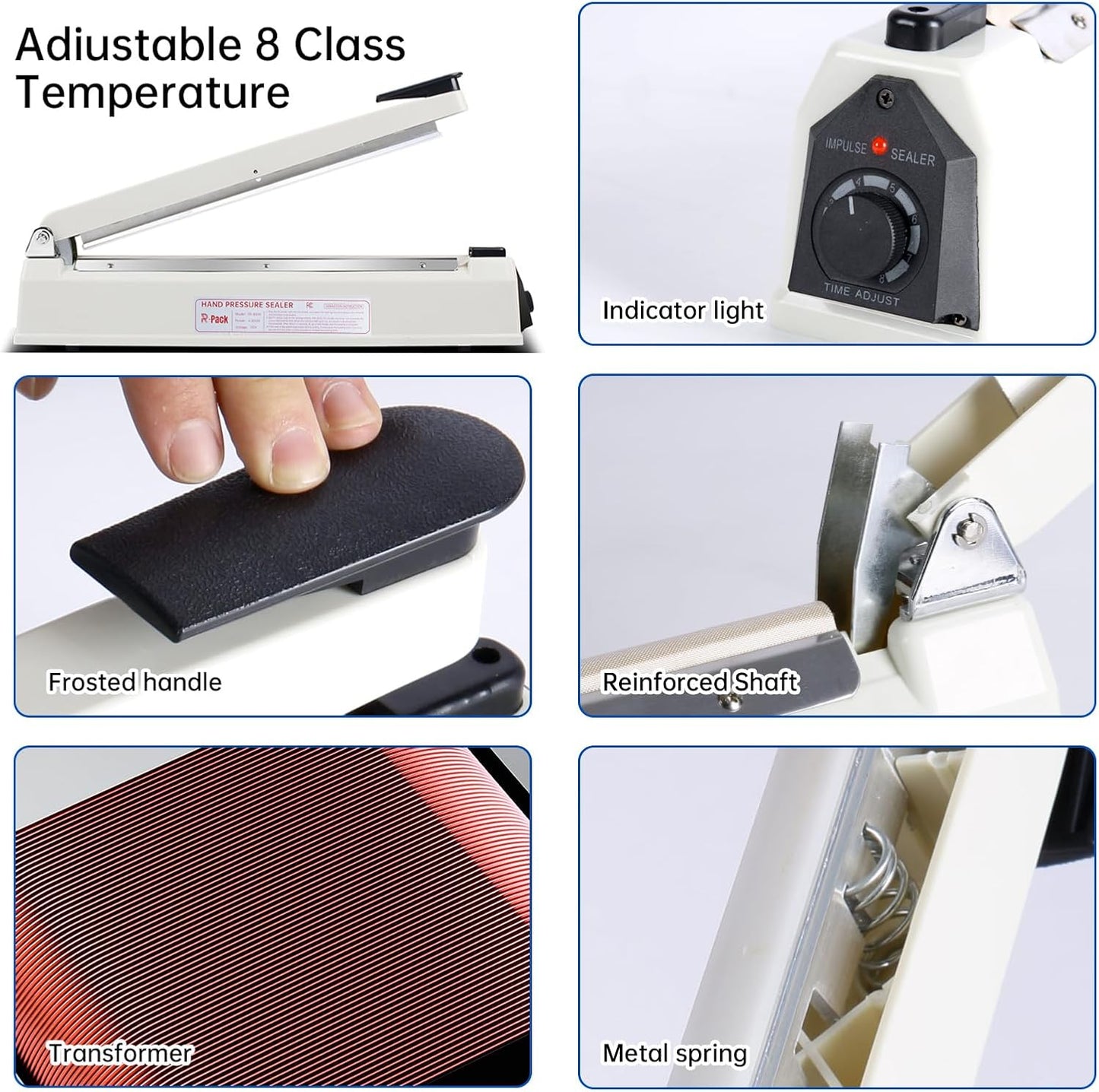 Impulse Heat Sealer, Heavy Duty Sealing Machine with Extra 2 Replacements(white, 32inch)