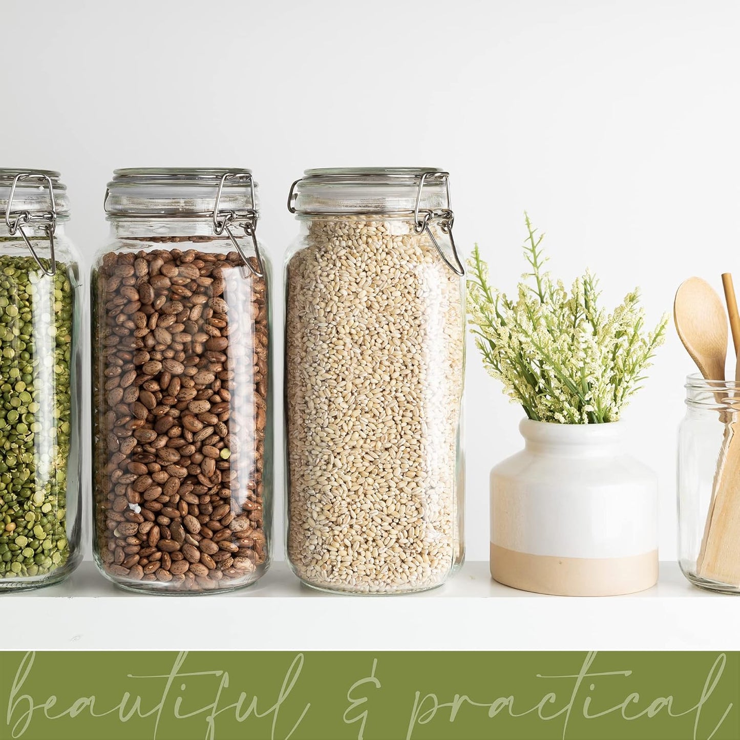 Galashield Glass Jars with Lids Food Storage Jars with Airtight Lids Leak Proof Glass Canisters Kitchen Jars [67 oz]