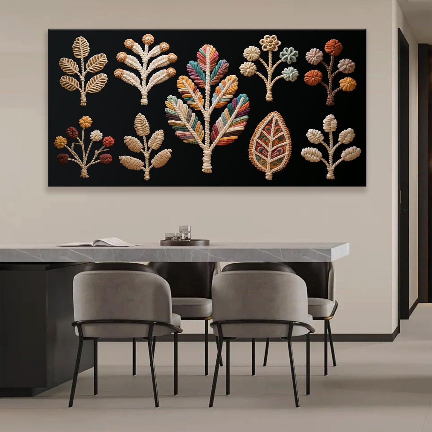 Tsomzxng Large Boho Wall Art For Living Room Chic Home Black Wall Art Modern Multicolor Print Paintings Canvas Wall Art Decor Picture For Bedroom Apartment Kitchen Ready To Hang 29" X 58"