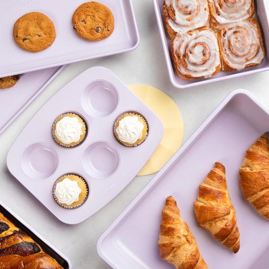 Larder & Vine 8-Piece Bakeware Set | Non-Stick Baking Set with Ceramic Finish | PFAS, PFOA, PTFE, and BPA Free Baking Essentials | Baking Sheets, Muffin Tins and Assorted Baking Pans | Lavender
