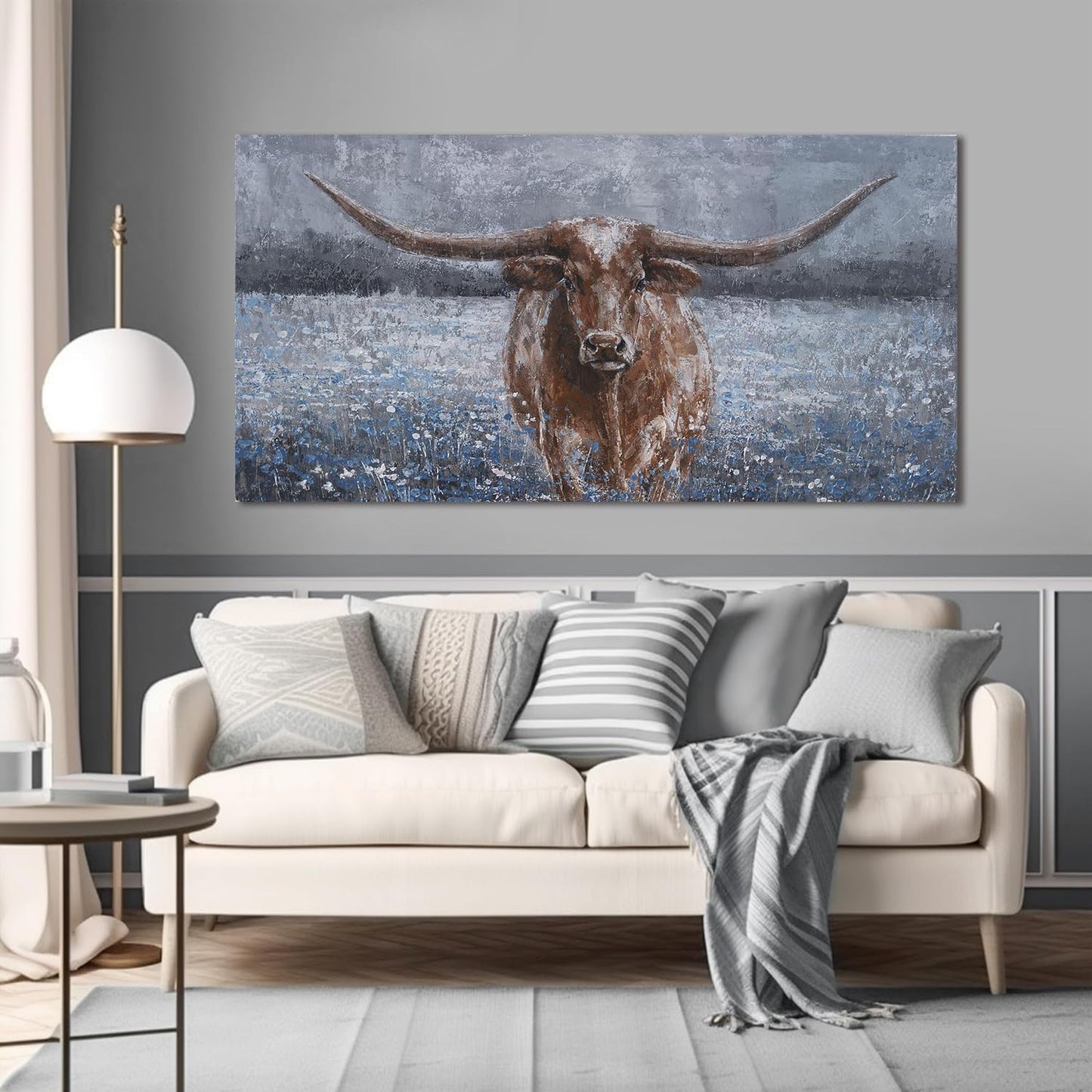 Canvas Wall Art Decor Vintage Wall Art For Living Room Black And White Highland Cow Wall Art Decor Canvas Art Work Wall Art Prints Wall Decorations For Bedroom Office Kitchen Home Wall Decor 24" x 48"