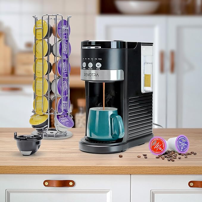 Single Serve Coffee Maker for Pods & Ground Coffee, 6 to 14oz Brew Sizes, Strong Brew Option, Fast Brewing, Compact Design with Removable 40oz Reservoir, Travel Mug Friendly, Black