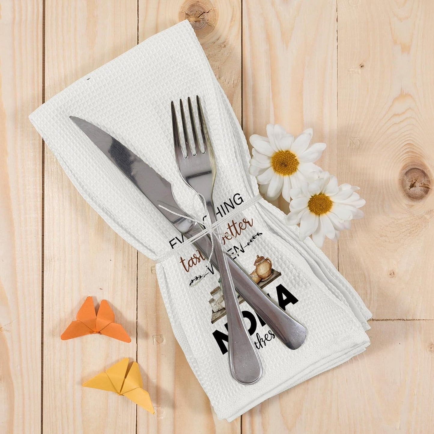 Nona Gifts Kitchen Dish Towels, Grandma Grandmother Gifts for Nani Women from Grandsons Grandchildren, Watercolor Cooking Utensils Hand Towels Kitchen Tea Towels Decorations, 16x24inch