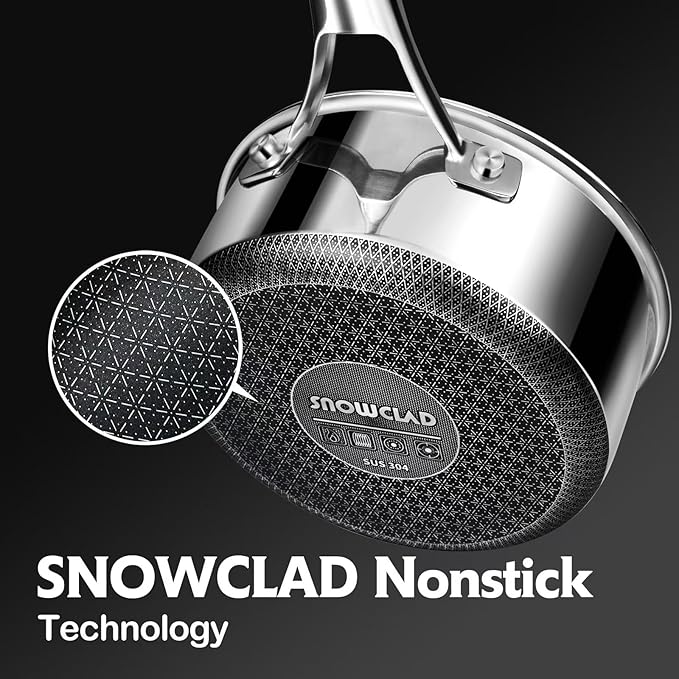 Sauce pan with lid,1.5 Quart & 2.5 Quart & 3.5 Quart Hybrid Nonstick Sauce pans set, Stainless Steel cookware,non stick Pots PFOA Free,Works on Induction,Ceramic and Gas Cooktops