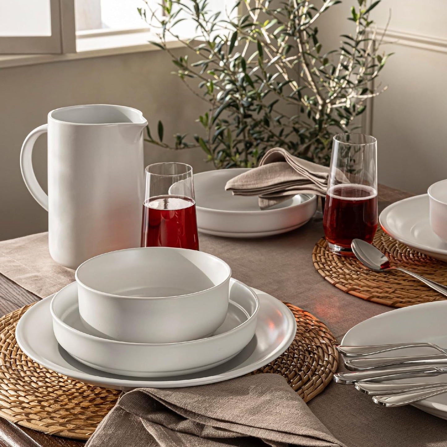 over&back 12oz Traditional Glassware - Set of 4 Classic Stemless Drinking Glasses for Parties, Get-togethers, and More - Mouth-Blown - Wine Cups for Kitchen and Dining Room - Clear