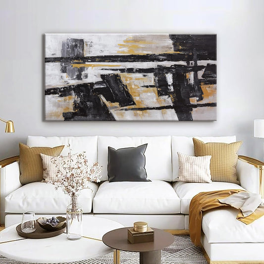 Black And Gold Abstract Wall Art Small Size Artwork Home Decoration Artwork Decor Modern Minimalist Canvas Painting Living Room Decor For Bedroom Office Wall Decor 20"X40"