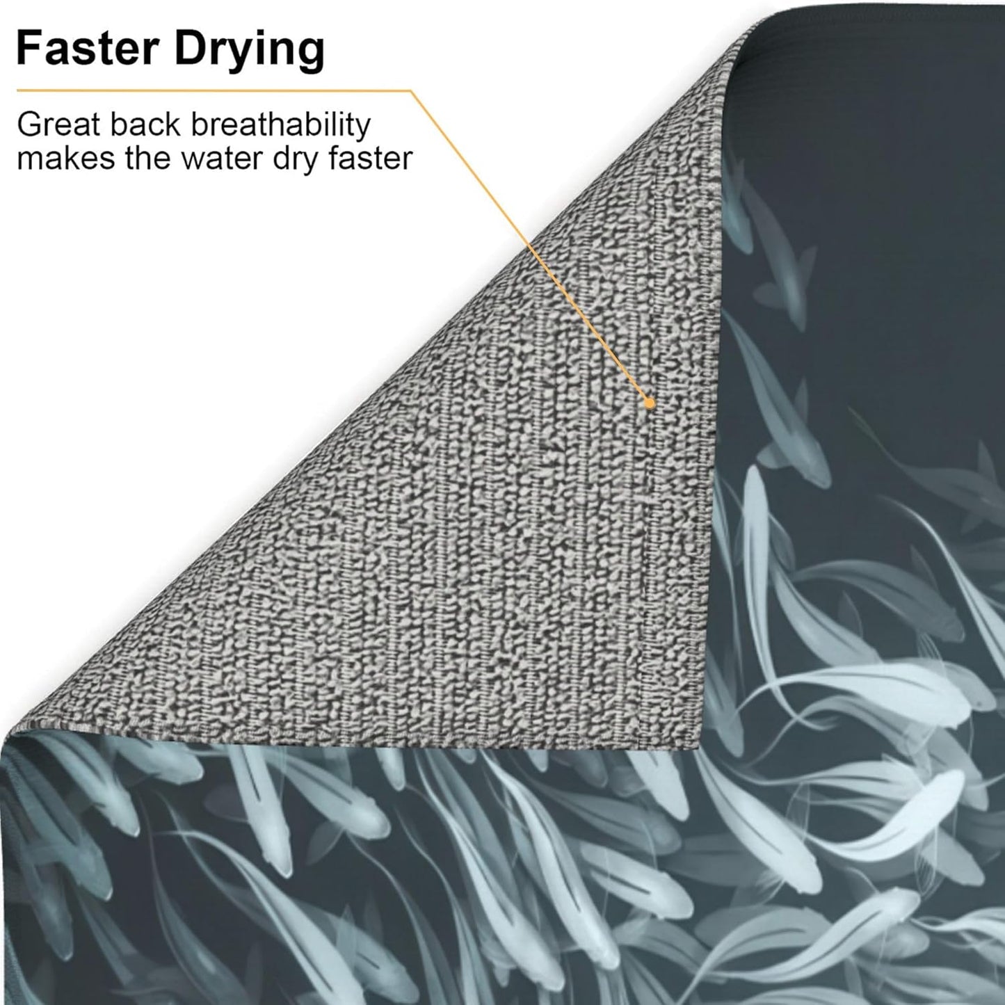 Japanese Fish Dish Drying Mat 16x18 Inch, Microfiber Absorbent Fast Dry Mat Artistic Painting of Fish Large Dish Mat Drying Kitchen Mat, Kitchen Drying Pad for Kitchen Counter Coffee Bar Decor