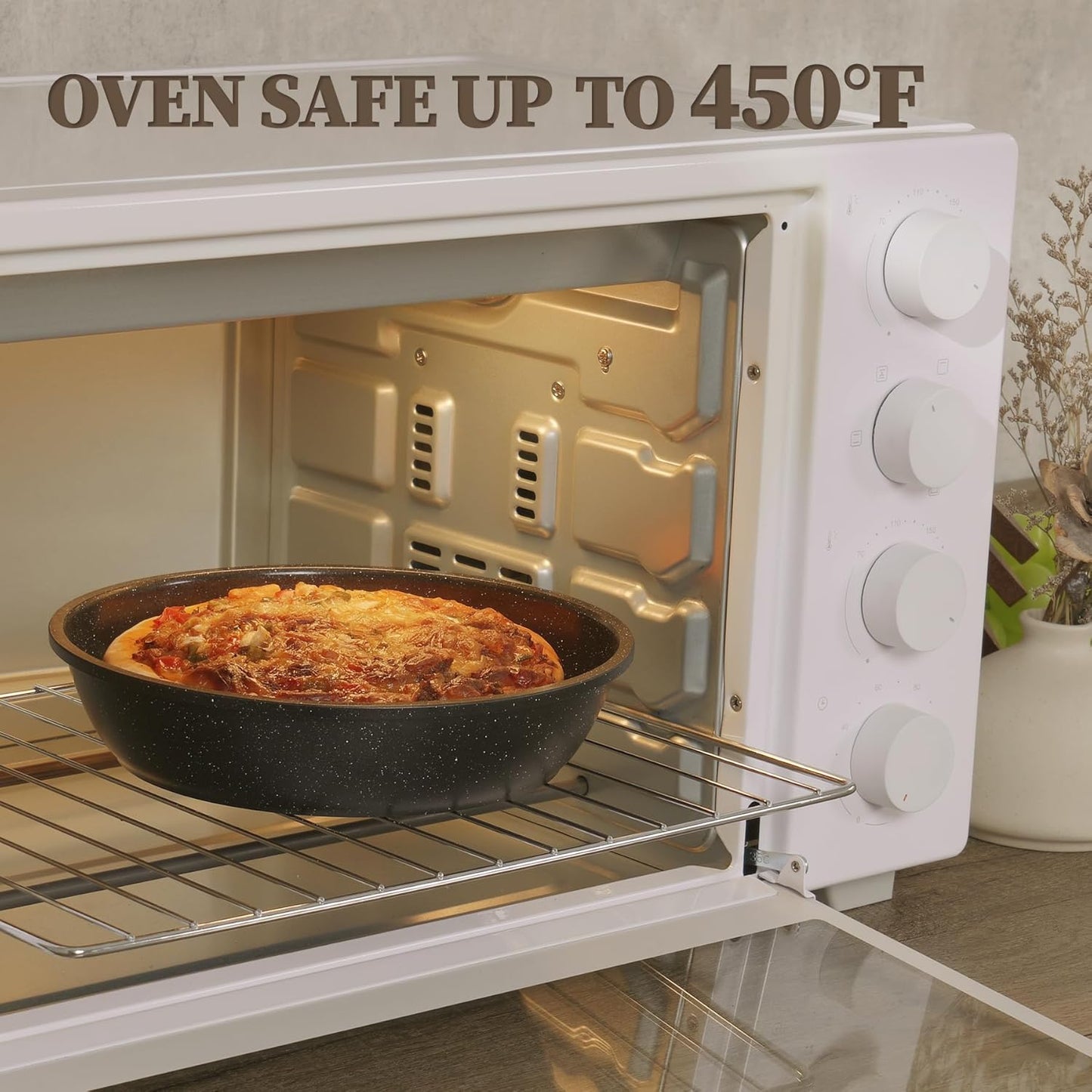 23Pcs Ceramic Cookware Set Non Stick Pots and Pans Set Non Toxic with Detachable Handle Induction Kitchen Cookware Set Space Saving, Oven & Dishwasher Safe, Black