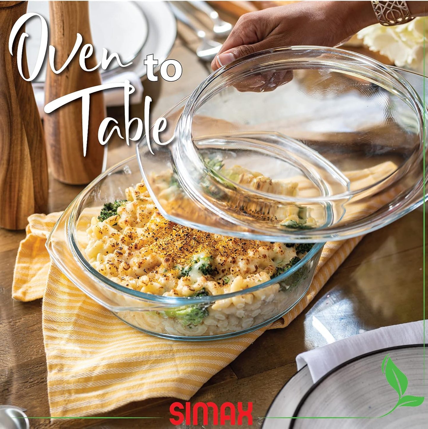 Simax Casserole Dish with Lid, 1.5 Quart Round Glass Casserole Dishes for Oven with Lid and Handles, Baking Dishes for Oven, Covered Bowl for Cooking, Baking, Serving, Microwave, Dishwasher, and Oven Safe Cookware