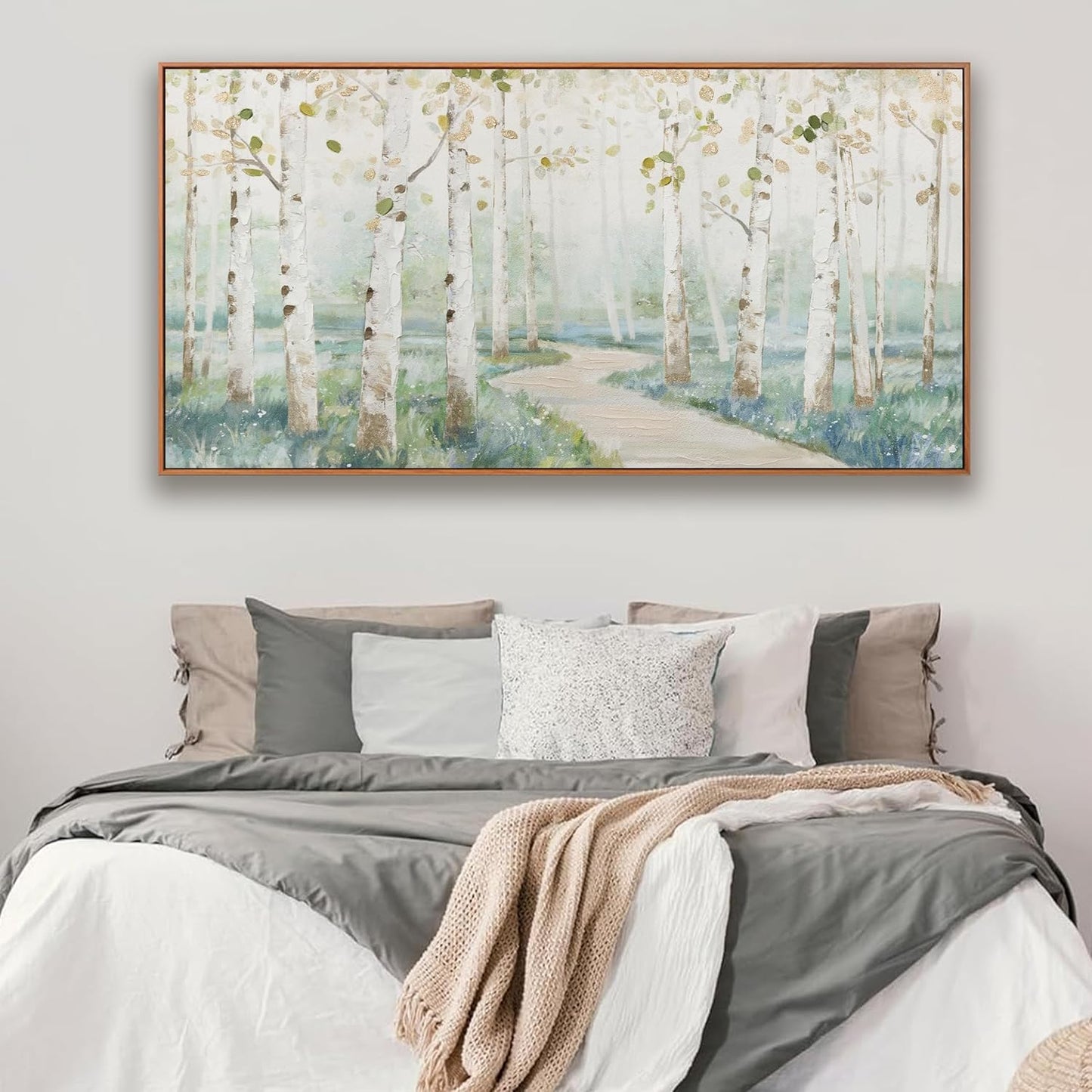 Modern Natural Landscape Canvas Wall Art Decor Home Decor Wall Art Prints Colorful Forest Path Framed Landscape Wall Art Decorations for Living Room Wall Bedroom Kitchen Office Decor 24"×48"