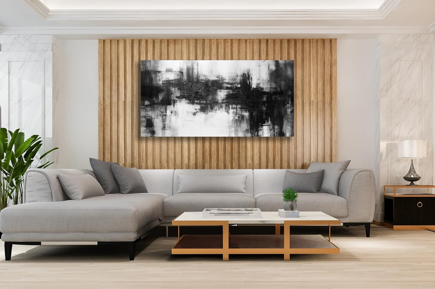 VHMING Black Abstract Wall Art Decor Black and White Painting Pop Culture Wall art Rock Room Decor Art Canvas Wall Decoration Artwork for Bedroom Home Office Dining Room Decoration 29"x58"