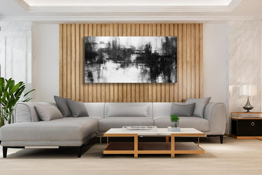 VHMING Black Abstract Wall Art Decor Black and White Painting Pop Culture Wall art Rock Room Decor Art Canvas Wall Decoration Artwork for Bedroom Home Office Dining Room Decoration 24"x48"