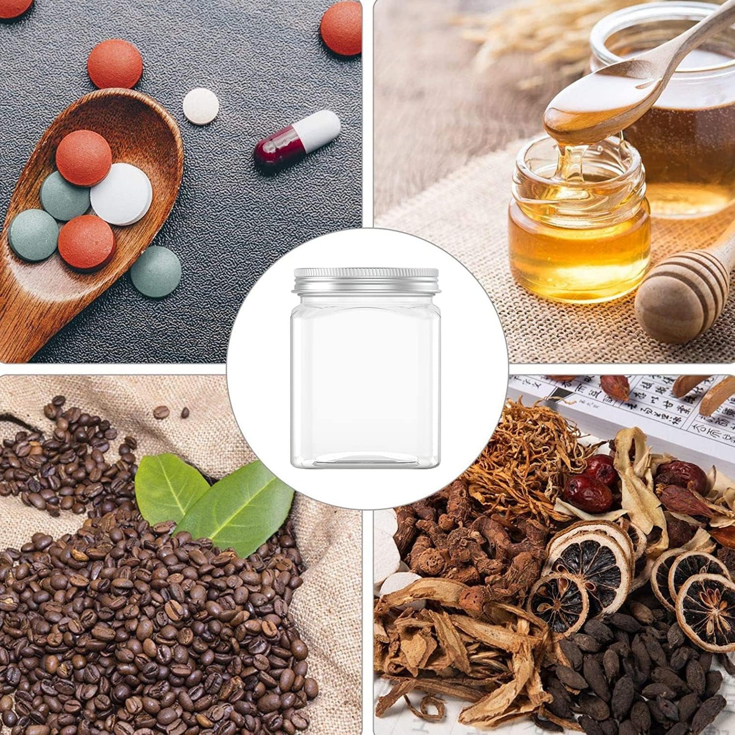 24 Oz Clear Plastic Jars 720mL Plastic Containers Reusable Empty Storage Jars with Lid for Household and Kitchen Organizing, 2 Pack