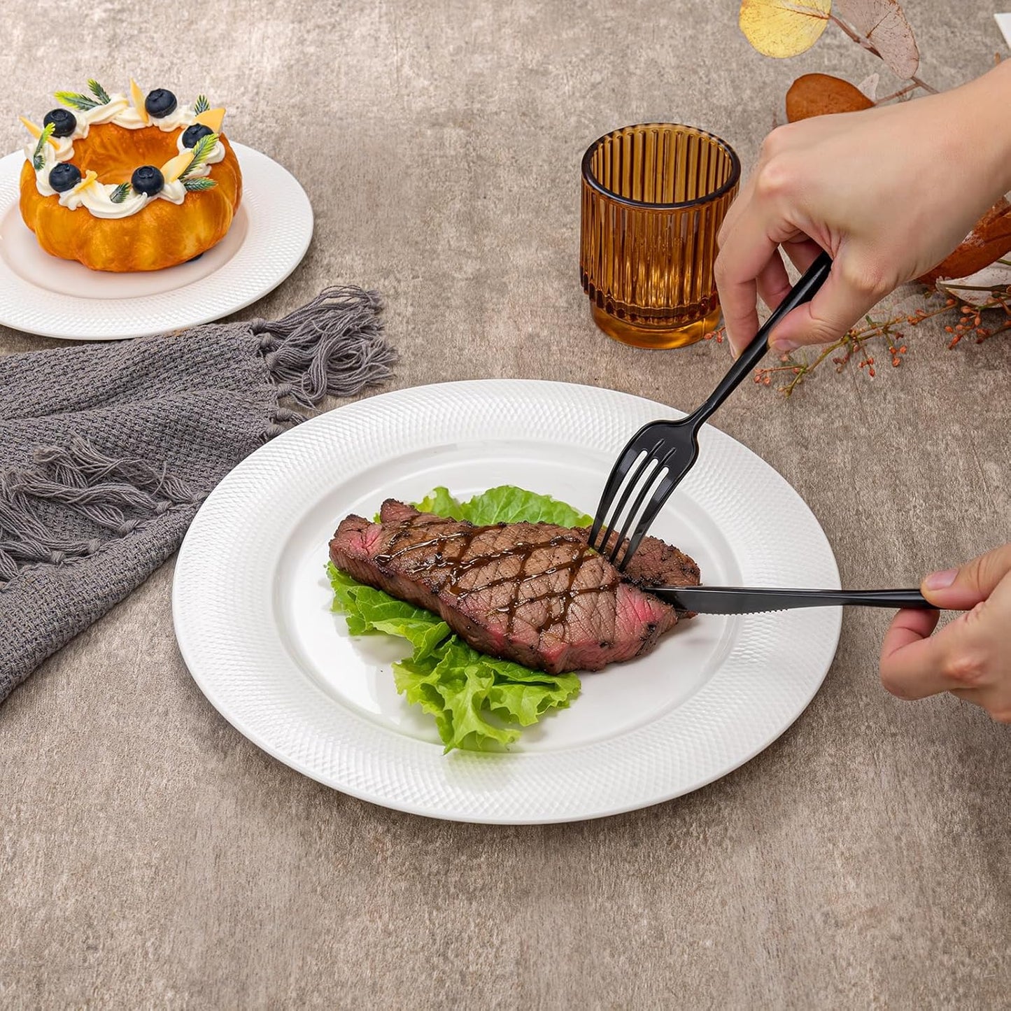 Rubtlamp 90Pcs Plastic Black Silverware, Black Disposable Cutlery, Plastic Utensils Heay Duty include 30 Plastic Knives 60 Plastic Black Forks and Spoons, Black Cutlery For Halloween Decorations