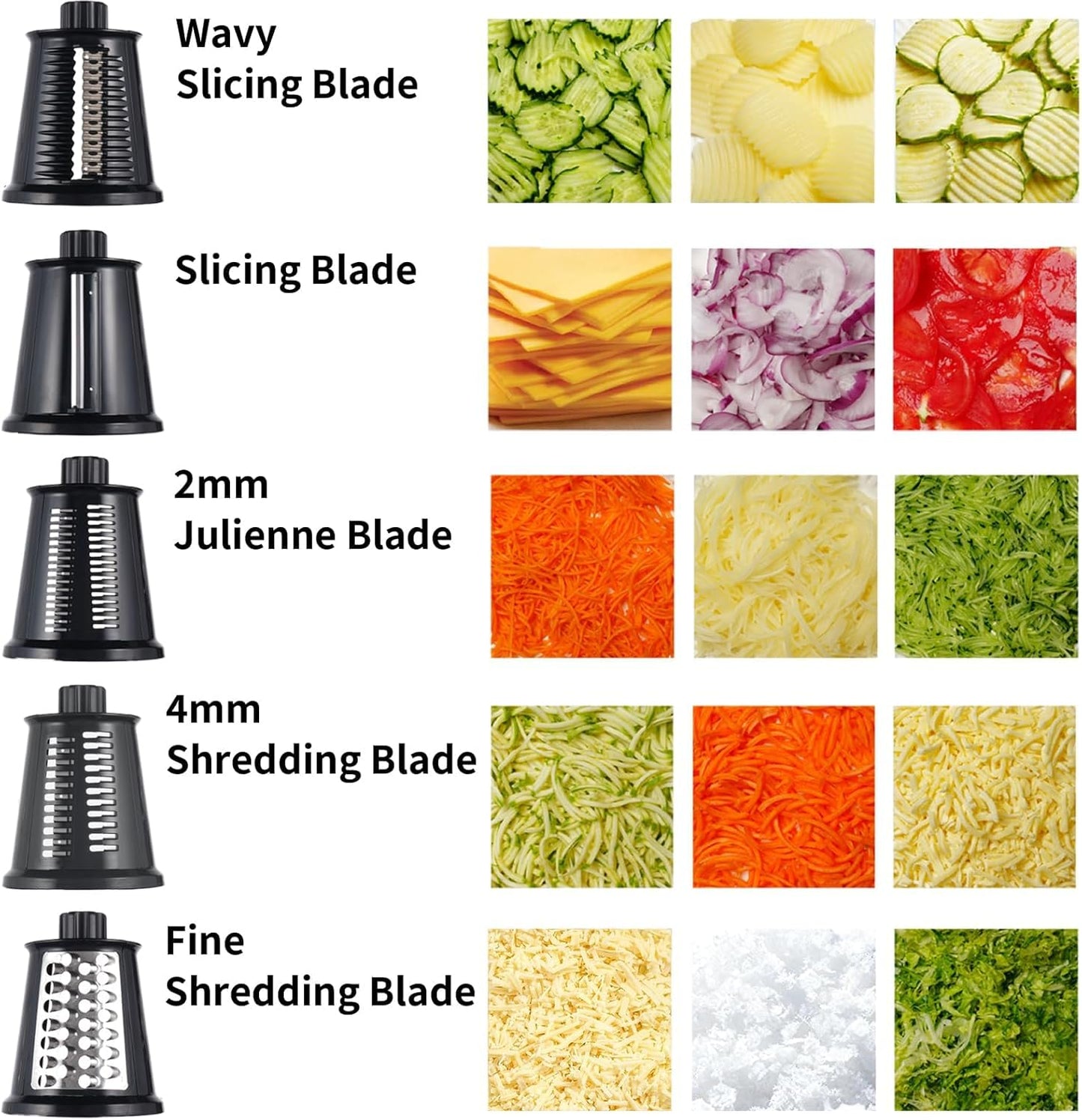 Rotary Cheese Grater Shredder - Upgraded 5 in 1 Cheese Grater with Handle and Strong Suction Base, Multi-purpose Julienne Slicer Ice Shaver Nuts Grinder for Ice, Vegetables, Fruit, Nuts