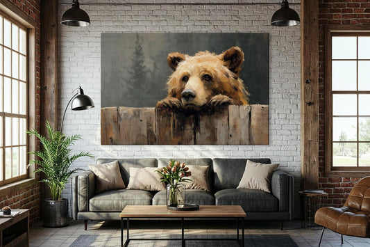 Wildlife Canvas Prints - Wild Animals Home Decor - Medium, Large, and Extra Large Wall Art for Living Room, Bathroom, Kitchen (Over the Fence, 35L" x 53W")
