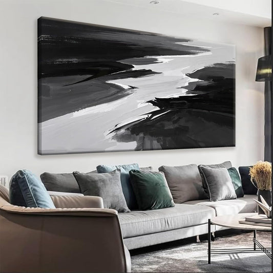 Large Abstract Wall Art For Living Room Black And White Wall Art Painting Artwork Canvas Art Wall Decor Simple Picture Abstract Wall Decor Bedroom Office 29"X 58"