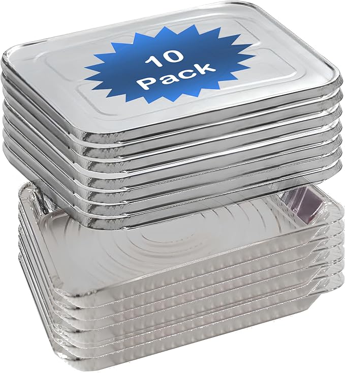 INFINITY EL Disposable Aluminum Foil Pans with Lids 10 Pack | Half-Size 12.5"x 10"x 2.5" Deep Disposable Baking Pan | Heavy Duty Aluminum Pan for Roasting Turkey, Lasagna, Thanksgiving, Christmas