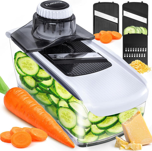 Fullstar Mandoline Slicer for Kitchen, Fruit Cutter, Cheese Grater, Cucumber Slicer, Food Cutter & Kitchen Gadgets (3 in 1, White)