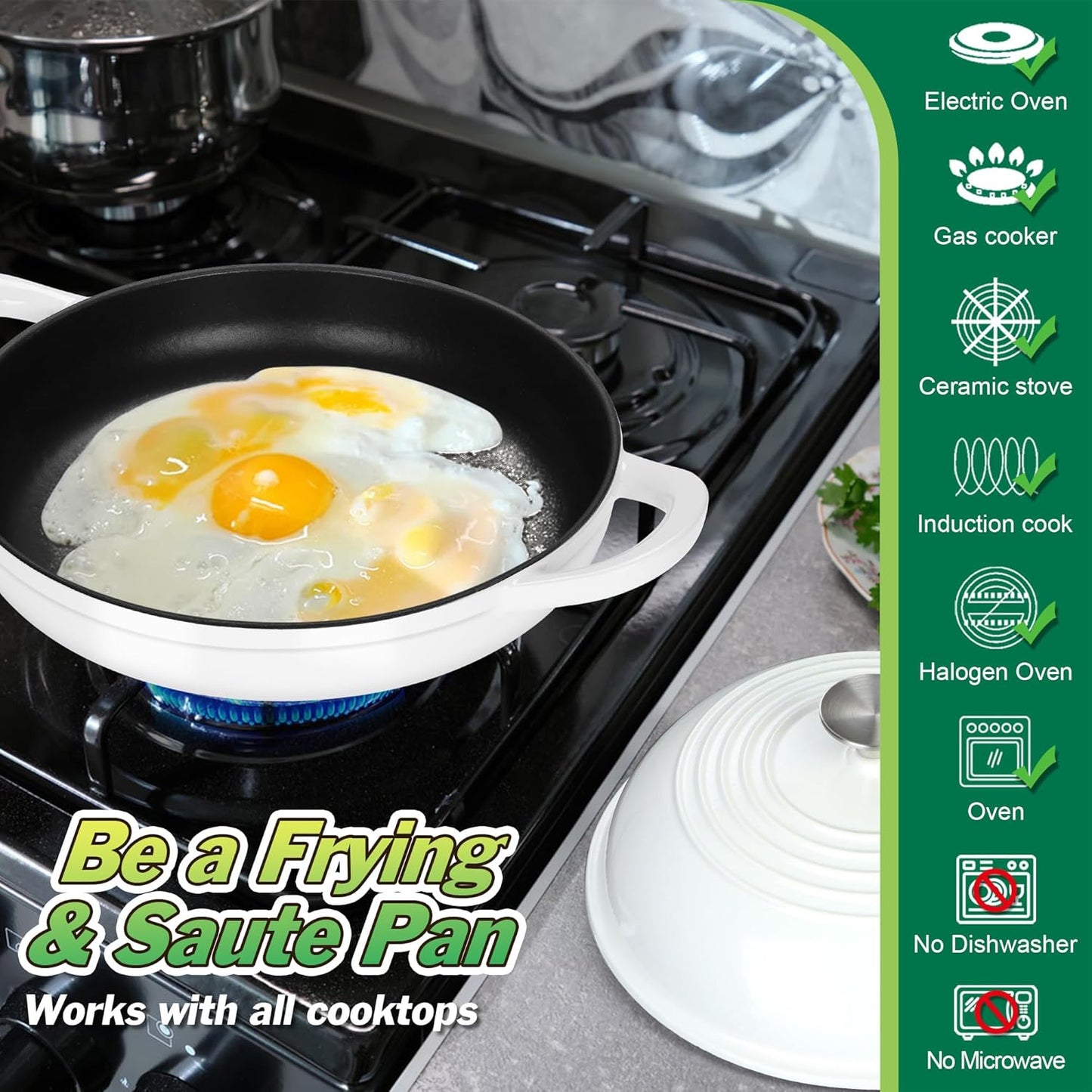 P&P CHEF Bread Dutch Oven for Sourdough, 5.5 Quart Enameled Cast Iron Dutch Oven Pot with Lid for Homemade Bread Baking, Easy to Clean & Even Heat, White