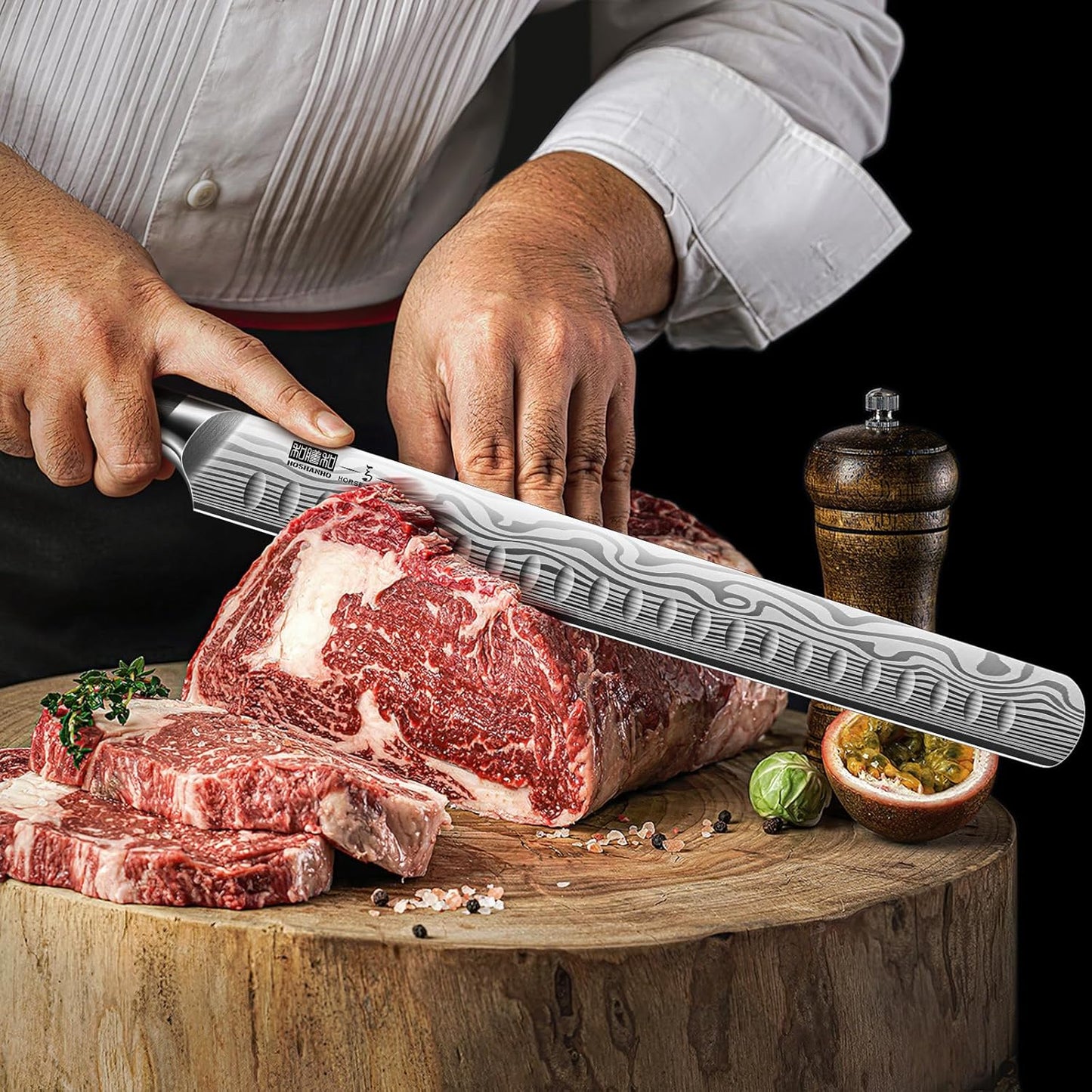 HOSHANHO 12 Inch Carving Knife, Razor Sharp Brisket Knife with Pakkawood Handle, Japanese High Carbon Powder Steel Slicing Knives for BBQ Brisket Turkey Ham Rib Roast