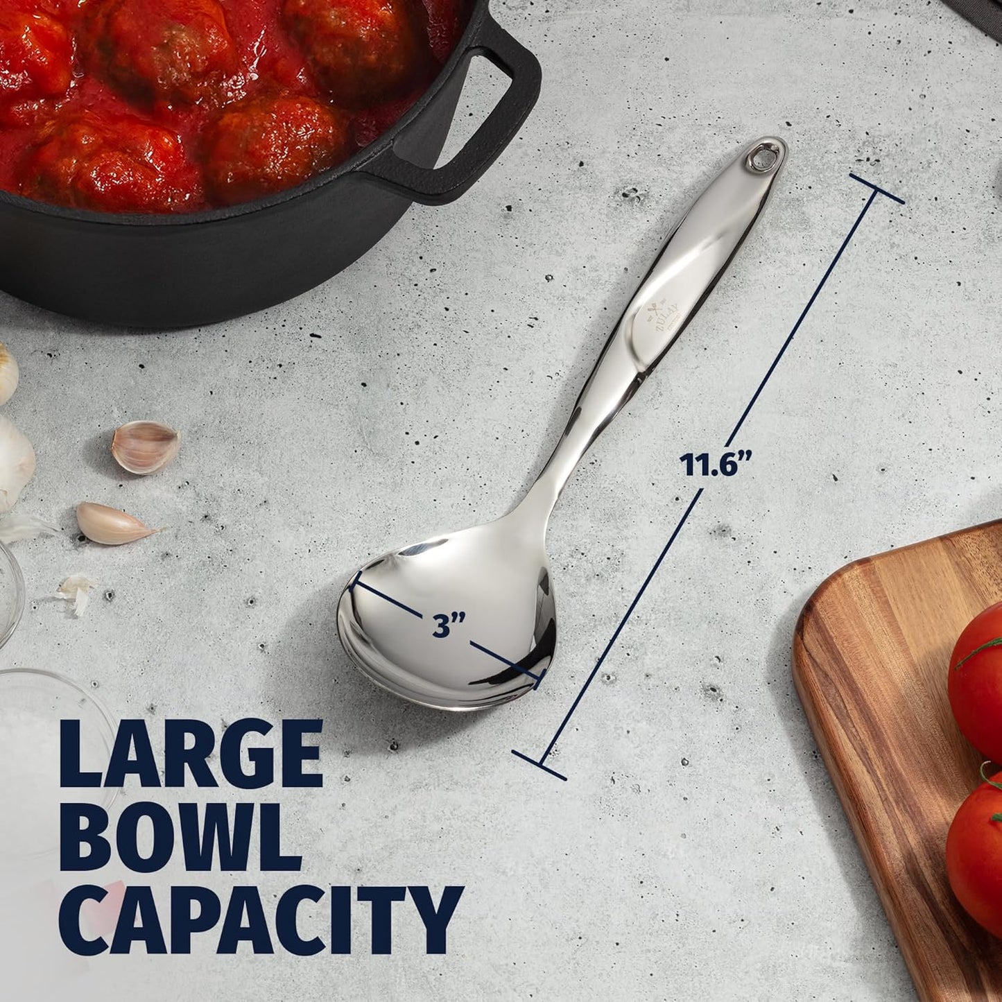 Zulay Kitchen Stainless Steel Serving Spoon - 11.5” Large Cooking & Serving Spoon with Ergonomic Handle - Durable, Rust-Resistant & Dishwasher Safe Kitchen Utensil for Cooking and Buffets