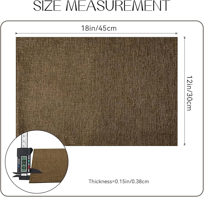 Romanstile Cloth Placemats Set of 6-12 x 18 Inch, Heat Resistant Double Layered Thickened Burlap Place Mats, Washable Faux Linen Farmhouse Table Mats for Kitchen/Dining/Party/Outdoor, Brown