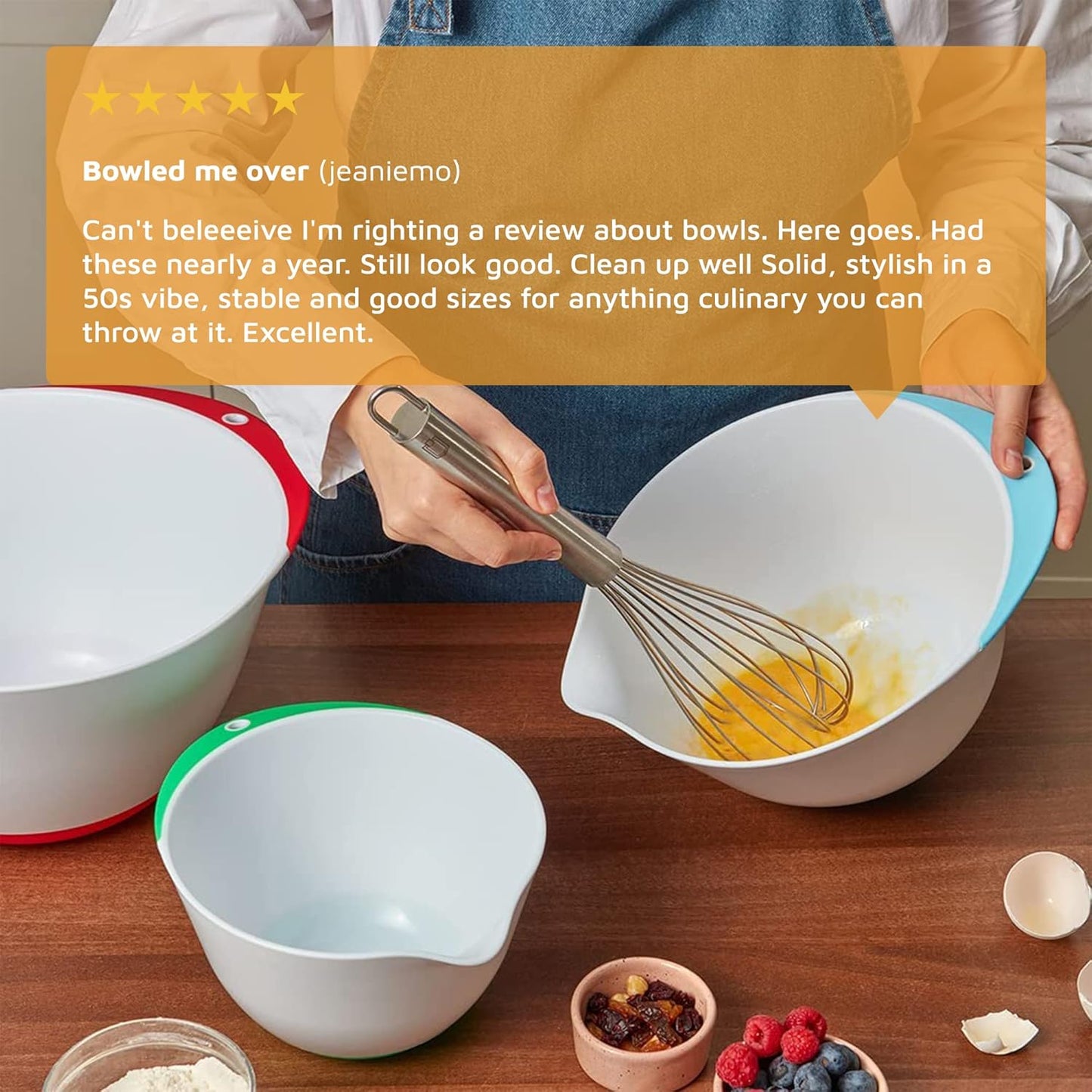 Jean-Patrique Plastic Mixing Bowls for Kitchen - Mixing Bowl Set of 3 - Kitchen Mixing Bowls with Pour Spout and Non-Slip Base - Kitchen Bowls for Prepping & Cooking - Baking Plastic Bowl Set