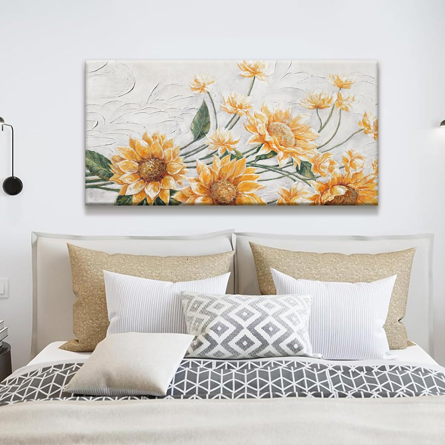 Canvas Art Wall Decor Print Paintings Sunflower Wall Art Prints Pictures Decor Ready To Hang Pictures For Bedroom Bathroom And Office Kitchen Home Decor Artwork 20"×40"