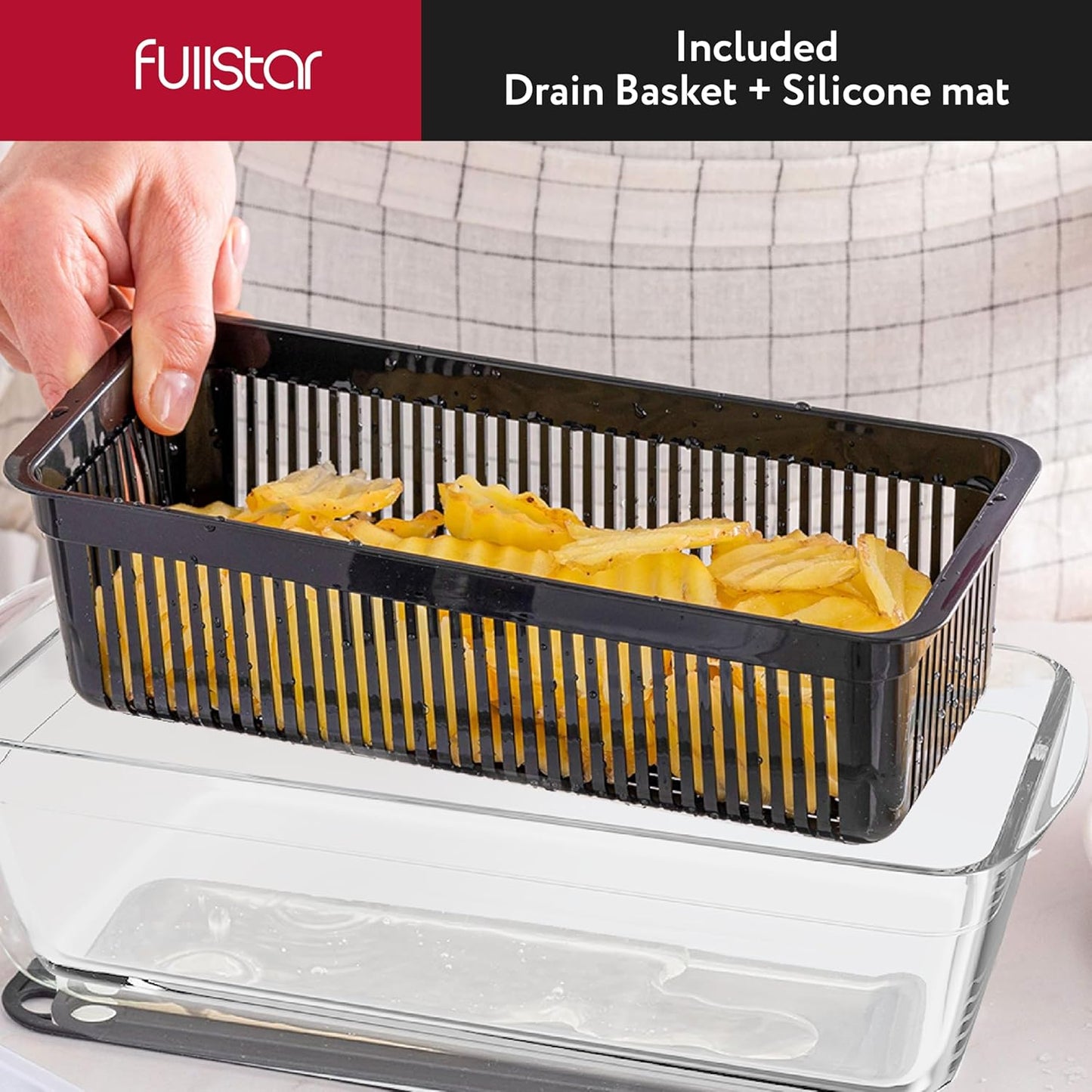 Fullstar Mandoline Slicer for Kitchen, Fruit Cutter, Cheese Grater, Cucumber Slicer, Food Cutter & Kitchen Gadgets (7 in 1, White)